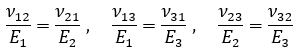 ν_12/E_1 =ν_21/E_2, ν_13/E_1 =ν_31/E_3, ν_23/E_2 =ν_32/E_3 